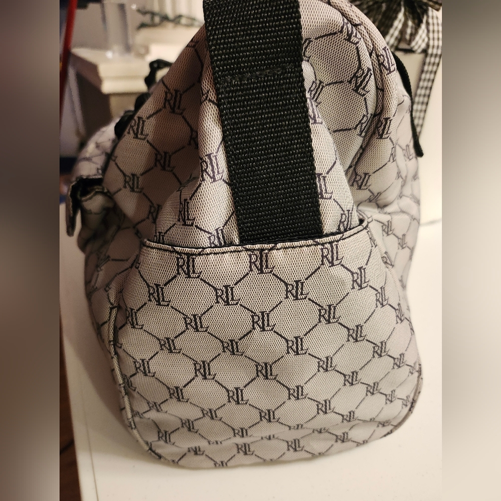 Lauren Ralph Lauren Weekender, NW PLASTIC TAG Gray/Blk, Double Handle + Strap - Picture 12 of 15